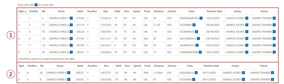 Horse Data Table Help Diagram
