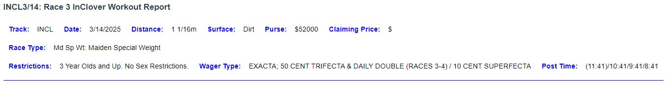 InClover Workout Report Race Description